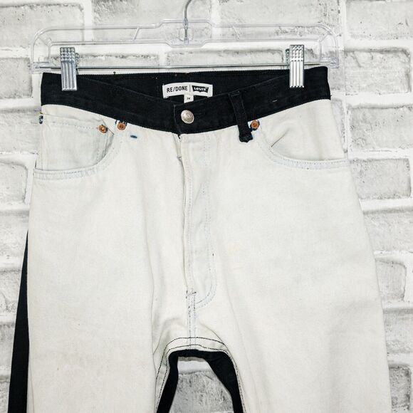RE/DONE x Levi's size 24 2-Tone Black White Denim Jeans Vintage stained - Picture 2 of 10
